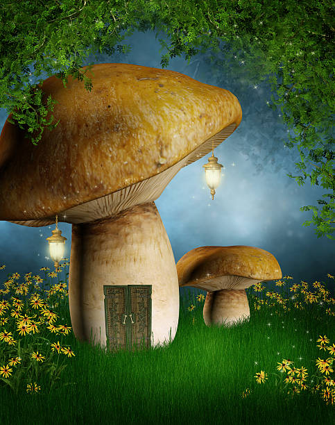 istock Mushroom house with lamps 531027357