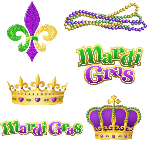 ilustraciones, imágenes clip art, dibujos animados e iconos de stock de mardi gras elementos gráficos - fleurdelis