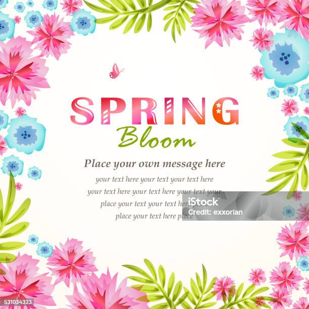 Spring Flowers Blooming Frame Background Stock Illustration - Download Image Now - 2015, Abstract, Animal Markings