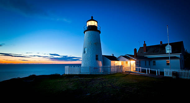 lighthouse - pemaquid peninsula lighthouse maine pemaquid point stock-fotos und bilder