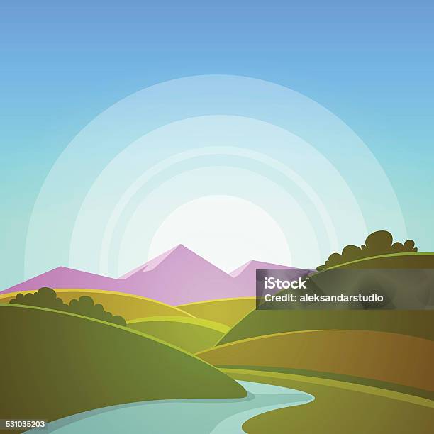 Mountain Landscape Stock Illustration - Download Image Now - 2015, Agricultural Field, Art Product