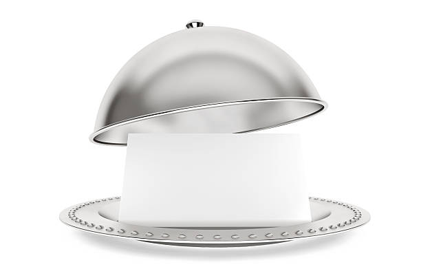 istock Silver Restaurant cloche with paper template 531035971