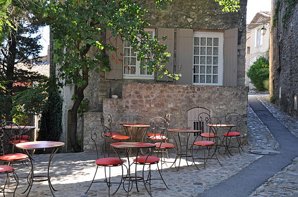 Cafe in a pretty French village stock photo