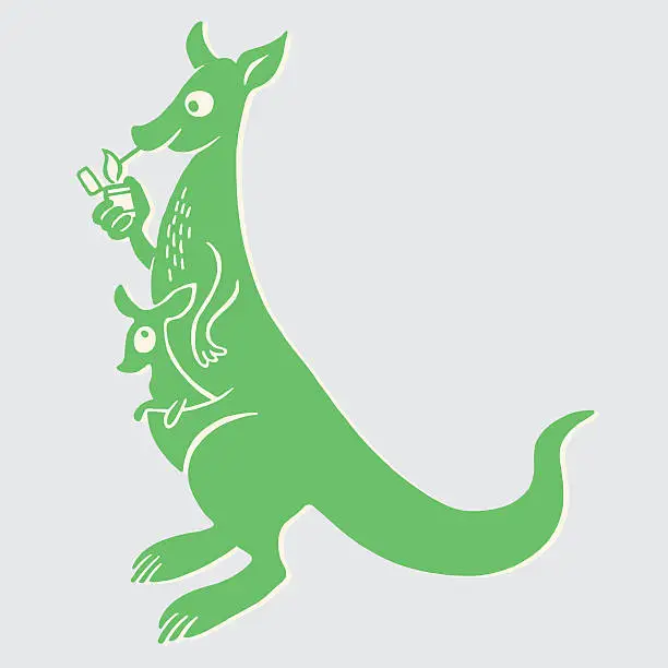 Vector illustration of Kangaroo Lighting Cigarette