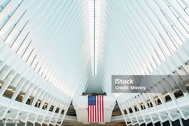 Oculus New York City Wtc Transportation Hub Stock Photo - Download Image Now - Grand Central Station - Manhattan, Abstract, American Flag