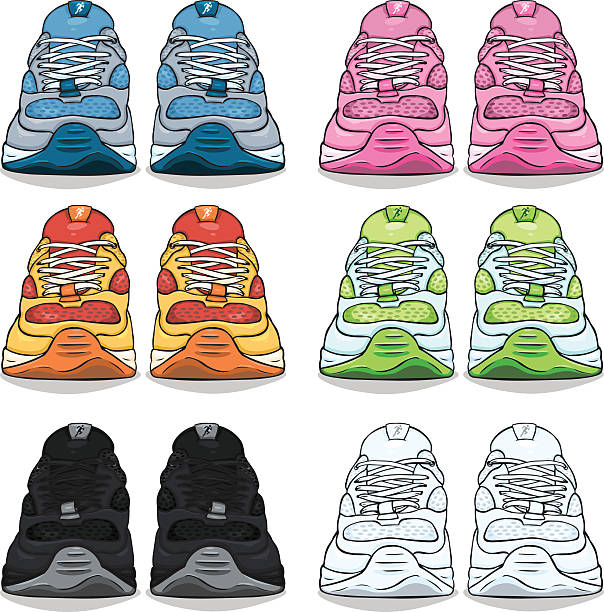 Vector Set Of Cartoon Color Running Shoes Stock Illustration - Download  Image Now - Front View, Shoe, 2015 - iStock