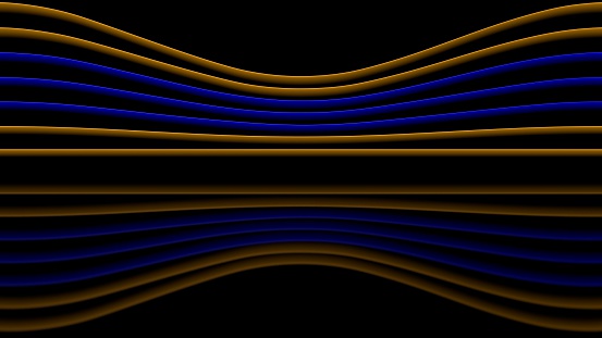 Blue and orange sinewaves with reflections