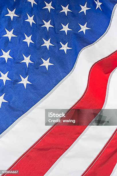 United Staes Flag Closeup Stock Photo - Download Image Now - 2015, American Flag, Blue