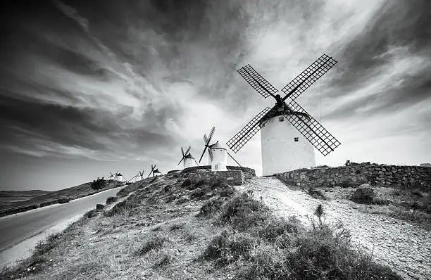 traditional windmills in Consuegra, Toledo