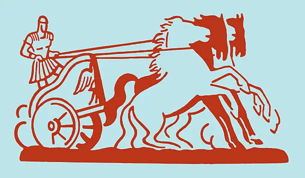 Vector illustration of Chariot with Roman Driver