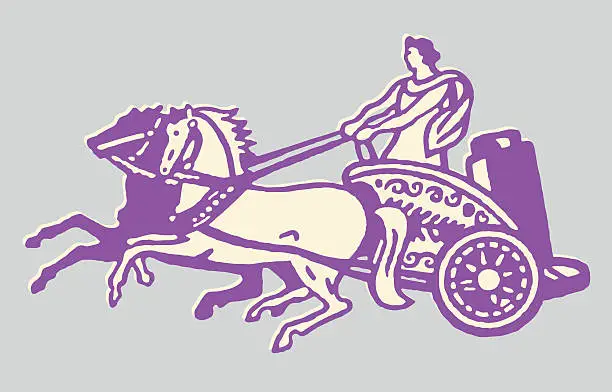 Vector illustration of Chariot with Roman Driver