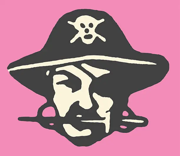 Vector illustration of Pirate with Dagger in Mouth