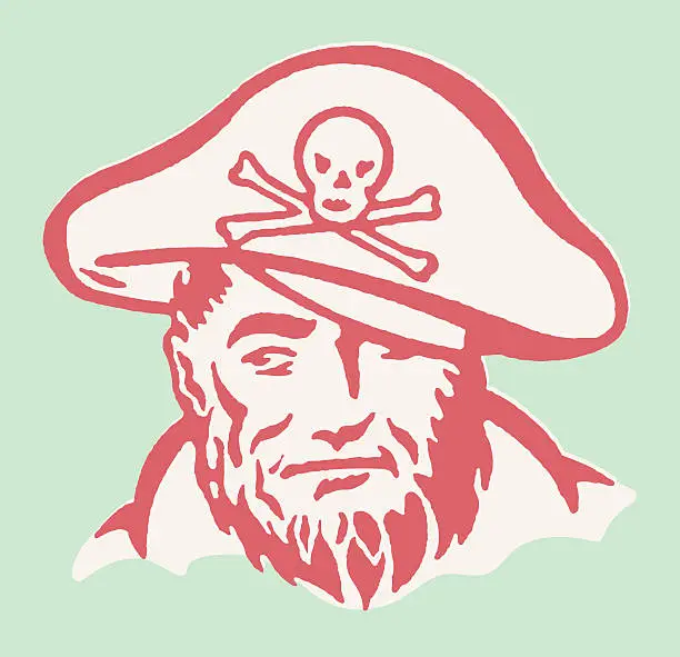 Vector illustration of Pirate Looking to the Side