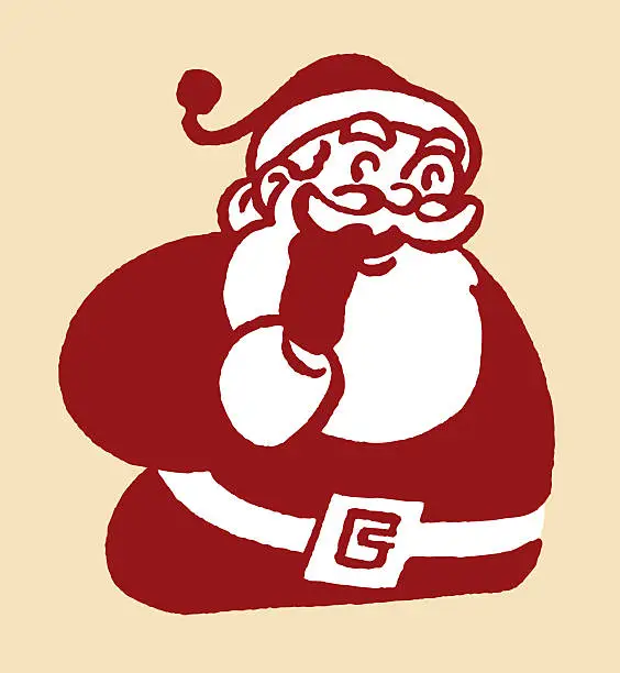 Vector illustration of Santa Claus with Hand on Chin