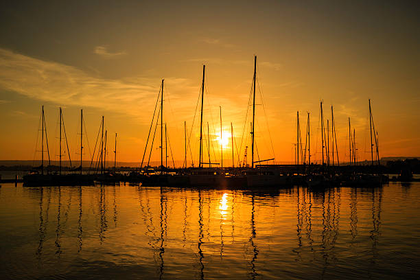 marina at sunset; Siracusa, Italy