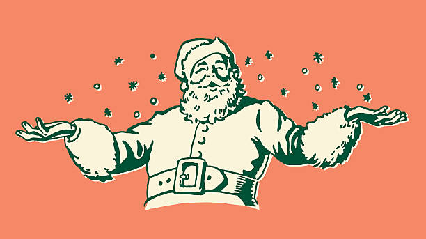 weihnachtsmann im schnee - weihnachten lustig stock-grafiken, -clipart, -cartoons und -symbole