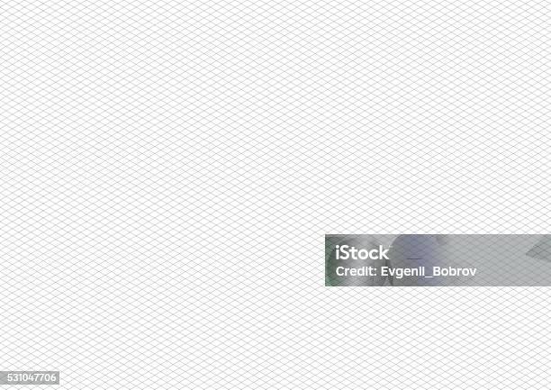 Gray Isometric Grid On White A4 Horizontal Background Stock Illustration - Download Image Now