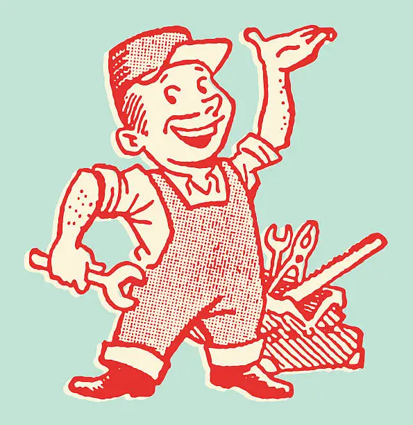 Vector illustration of Repairman with Tools