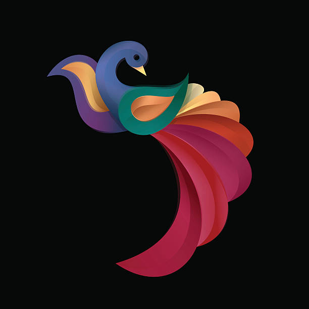 istock Peacock colored birds illustration of a modern design, high quality 531050924