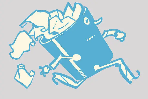 Vector illustration of Trash Can on the Run