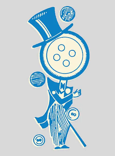 Vector illustration of Button Man in Tuxedo