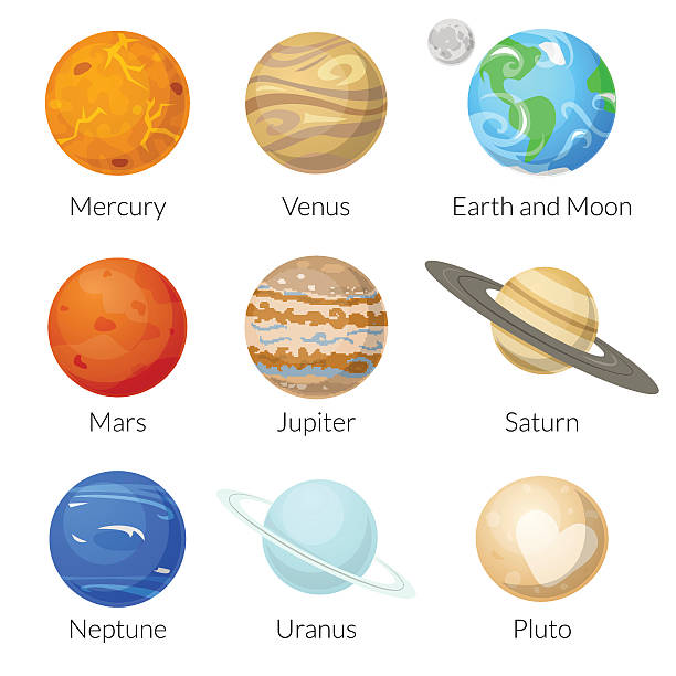 Planets of the solar system, vector illustration Icons of the planet of the solar system, vector illustration jupiter stock illustrations
