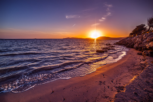 colorful sunset in Alghero foreshore, Sardinia