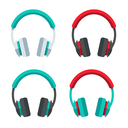 A set of flat design-styled headphones. EPS 10 file, layered & grouped, 
