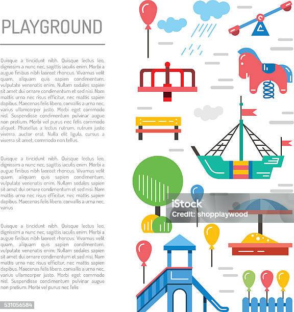 Childrens Playground Kindergarten Stock Illustration - Download Image Now - Activity, Apartment, Backgrounds