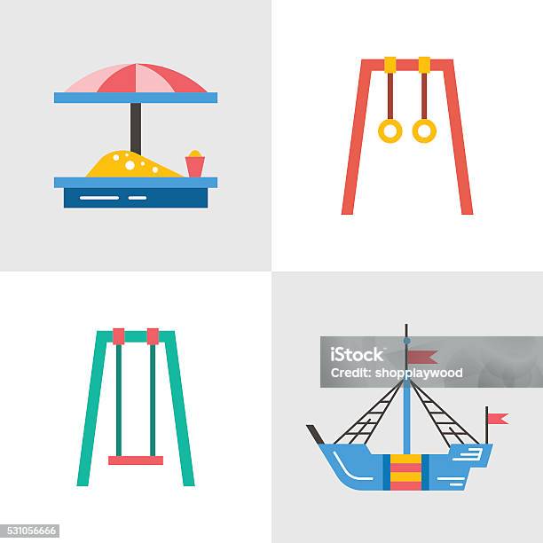 Swing For The Playground Stock Illustration - Download Image Now - Public Park, Seesaw, Activity