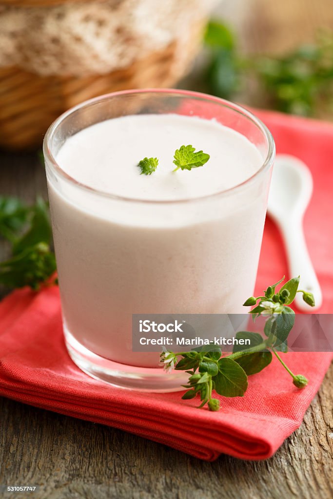 Smoothie Red berries and coconut smoothie 2015 Stock Photo