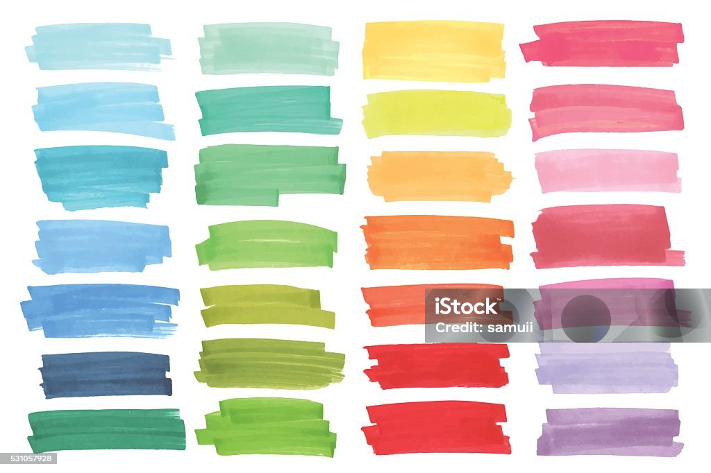 Color banners drawn with japan markers. Stylish elements for design Color  highlight  stripes, banners drawn with japan markers. Stylish  highlight  elements for design. Vector  highlight  marker stroke, spots bright color Highlighter stock vector