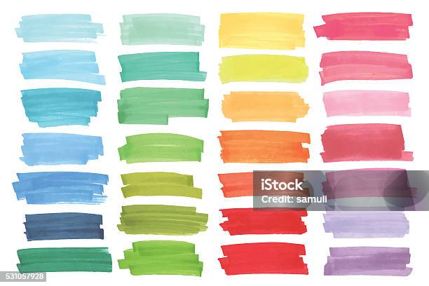 Color Banners Drawn With Japan Markers Stylish Elements For Design Stock Illustration - Download Image Now