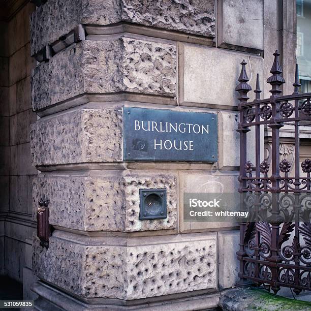 Burlington House London Stock Photo - Download Image Now - Nameplate, Sign, 2015