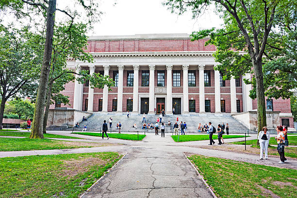 Harvard Memorial Library stock photo