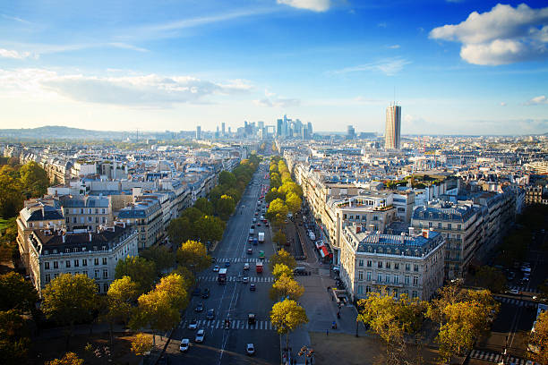 skyline di parigi, da posto de letoile, francia - birdview foto e immagini stock