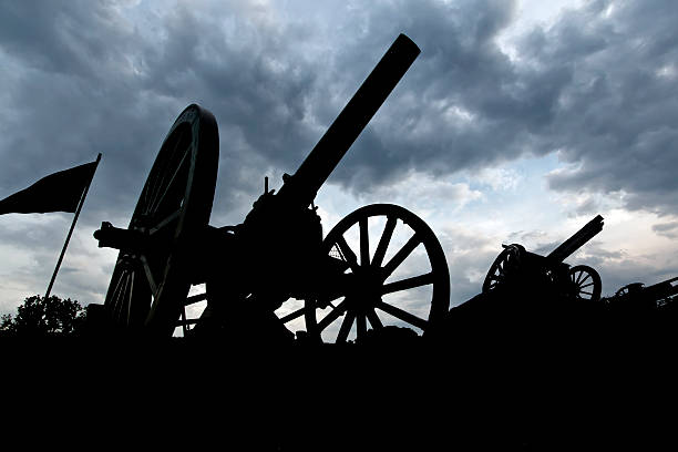 Cannon silhouettes in the late evening.