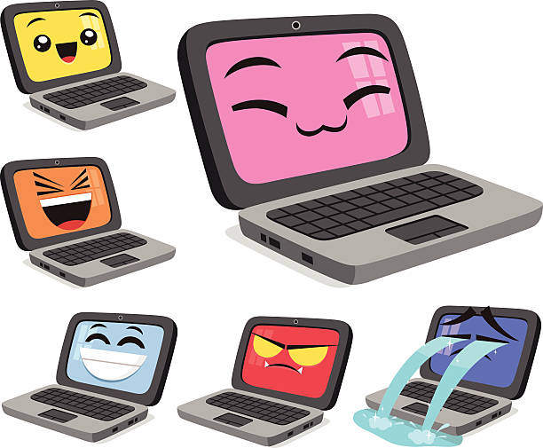 Laptop Cartoon Set B Stock Illustration - Download Image Now - Computer,  Internet, Laughing - iStock