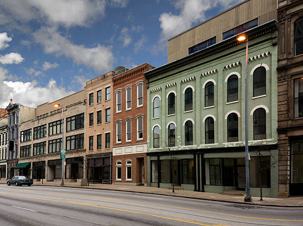 Small Town Main Street stock photo