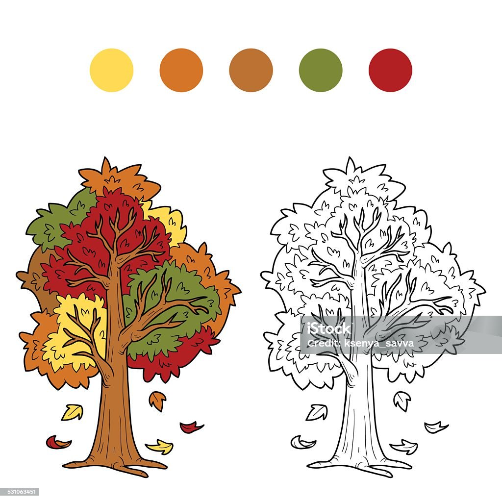 Coloring book (autumn tree) Autumn stock vector