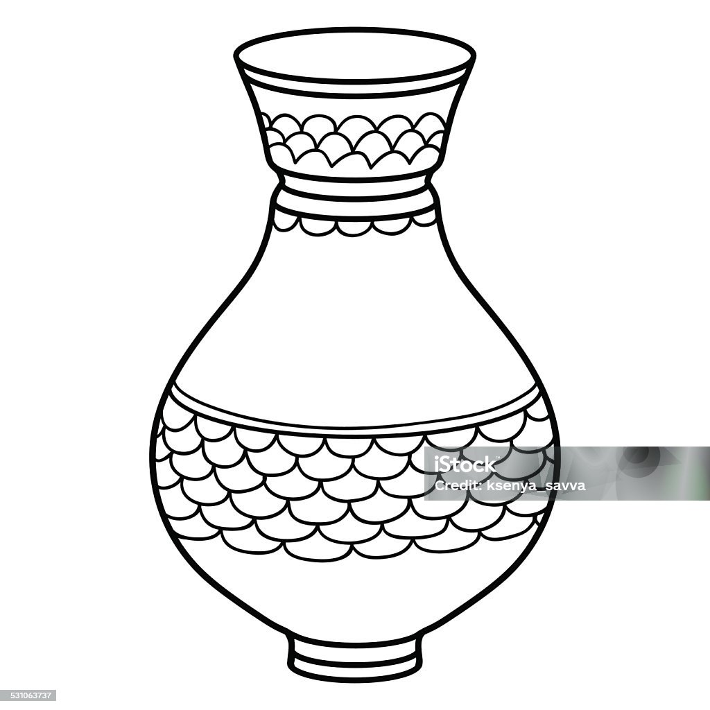 Coloring book (vase) Coloring Book Page - Illlustration Technique stock vector
