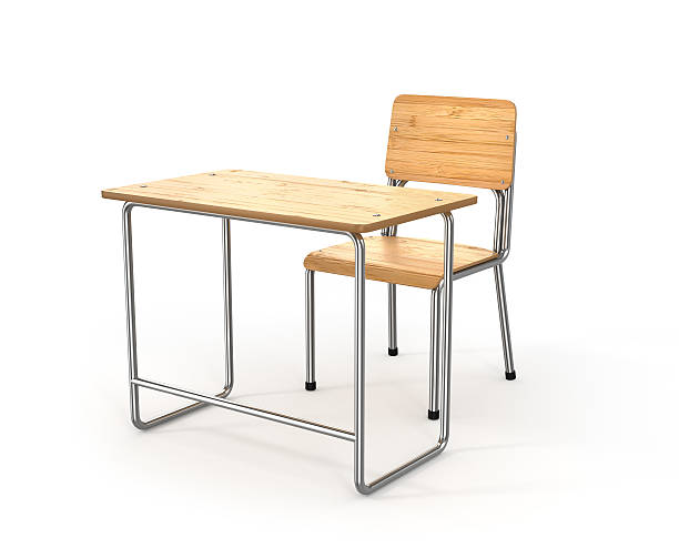 istock school desk and chair on white background. 3d illustration 531064012