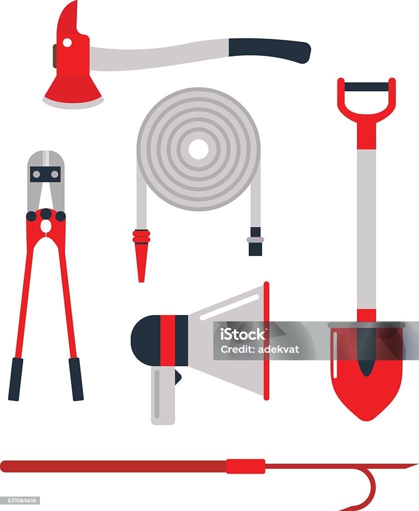 Fire Engineering Tools Background Firefighters Tools Vector Set Stock Illustration - Download Image Now ...