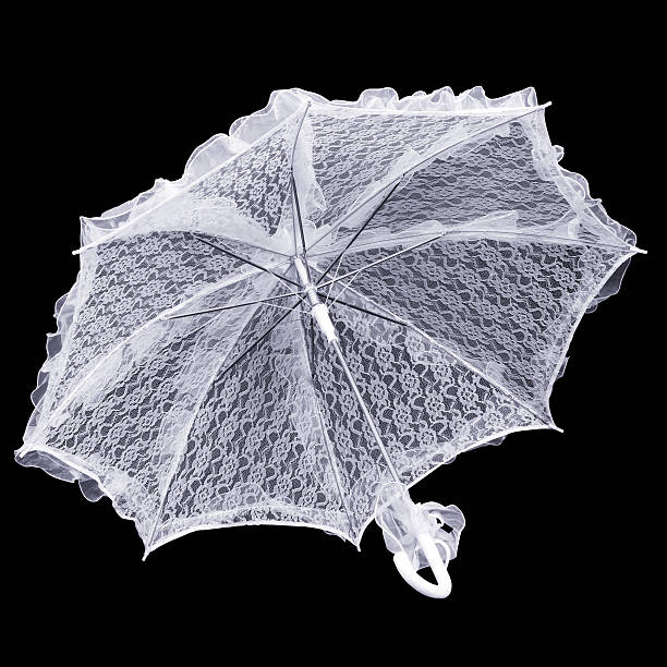 vintage umbrella isolated on black background with clipping path