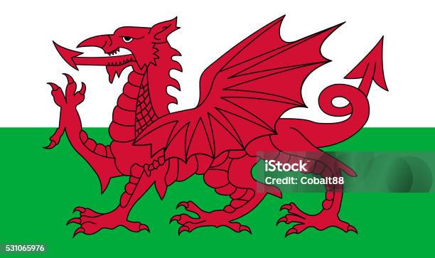 Wales Flag Stock Illustration - Download Image Now - Flag, Red, Wales