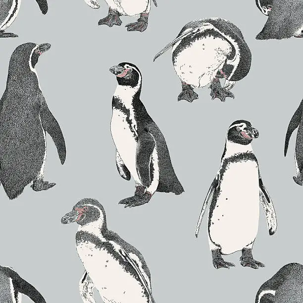 Vector illustration of Penguin seamless repeat