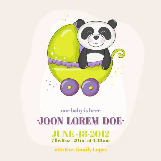 Vector illustration of Baby Shower or Arrival Card - Baby Panda