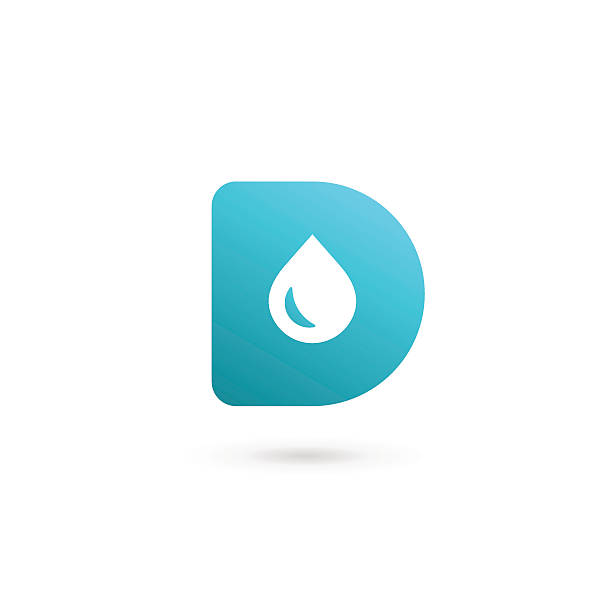 ilustraciones, imágenes clip art, dibujos animados e iconos de stock de letra d con agua gota icono - distilled water