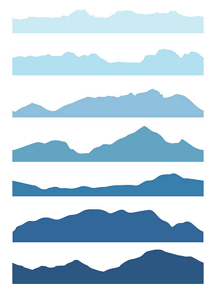 원활한 마운틴 실루엣 설정합니다. - extreme terrain mountain range mountain landscape stock illustrations