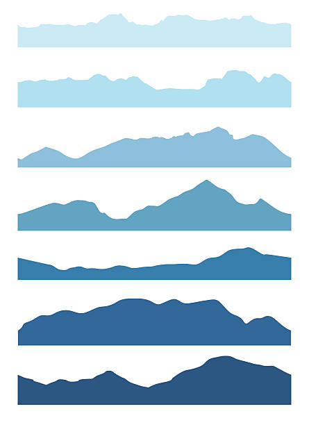 бесшовные силуэты набор горы. - extreme terrain mountain range mountain landscape stock illustrations